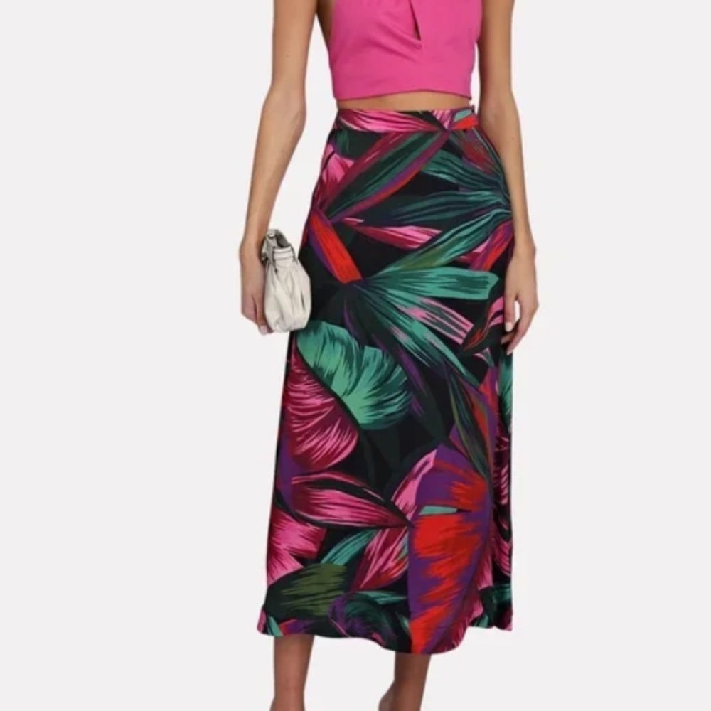 Farm Rio Midnight Leaves Lenzing™ Ecovero™ Viscose Midi Skirt